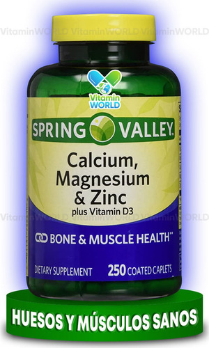 Calcio | Magnesio | Zinc | Vitamina D3 | 250 Caps | Premium