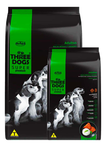 Racion Perro Three Dogs Adultos Premium + Regalos + E Gratis