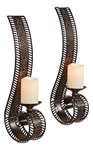 Juego De 2 Apliques De Pared  Ton Scroll Bronce, Par, 2...