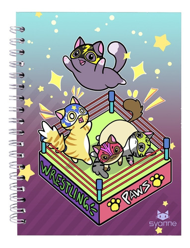 Syanne Libreta Sketchbook Hoja Blanca Gatos Lucha Libre