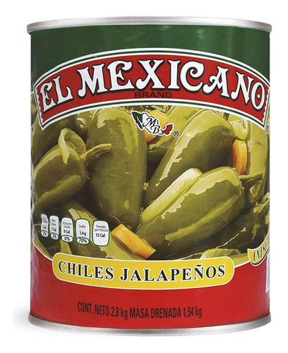 Chiles Jalapeños Enteros El Mexicano 2.8 Kg