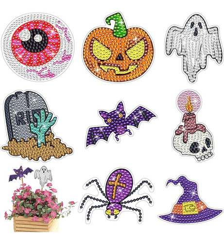 8 Estacas Jardin Diamantes 5d Halloween Para Niños Decoracio