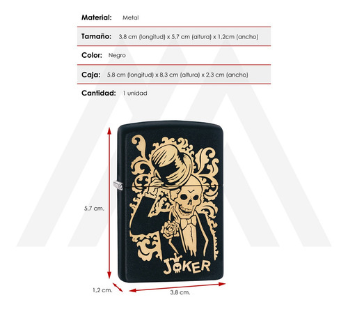 Imagen 4 de 10 de Encendedor Zippo Lighter Joker Negro