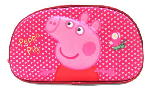 Cartuchera Dos 2 Cierres Peppa Pig Neoprene Flores Color Rosa