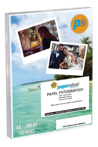 Papel Fotografico Brillante Pack X100 Hojas A4 180gr Prem