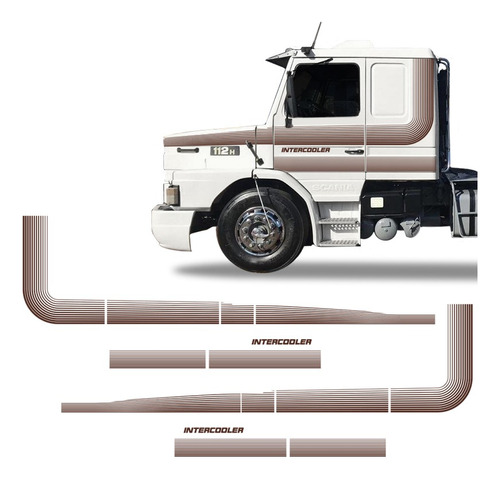 Faixas Scania 112 113 1986/ Intercooler Adesivo Café/marrom