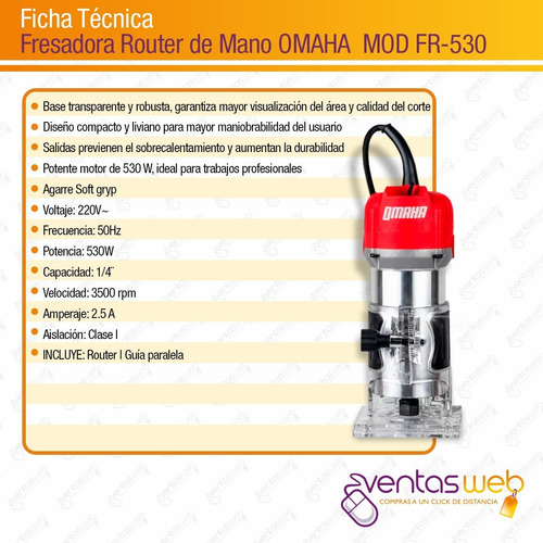 Imagen 6 de 7 de Fresadora Tupi Rebajadora 530w 1/4 + Guía Router De Mano