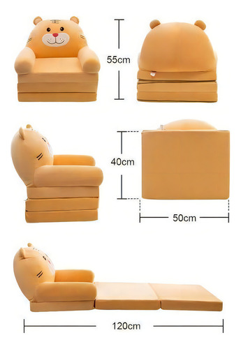 Sofá Plegable Para Niños Pequeños, Sillón, Funda Lavable Color Dog