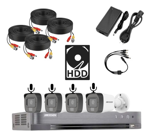 Kit Hikvision Dvr 4ch / 4 Bullet 2mp Con Audio