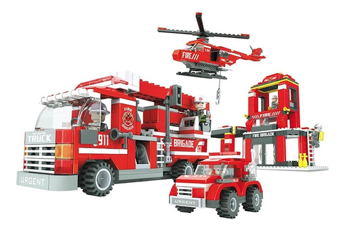 Bloques De Encastre Bomberos  697 Pcs - Ausini