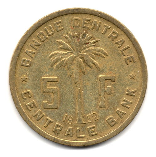 Congo Belga 5 Francos 1952 Ruanda Urundi