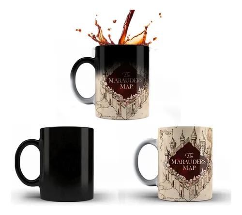 Caneca Mágica Harry Potter Mapa Do Maroto Presente Cor Preto