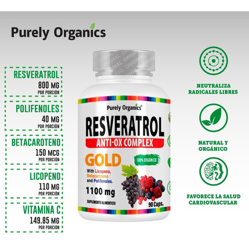 Combo 2 Resveratrol Anti-ox Complex Gold | 90 Caps Sabor Sin sabor