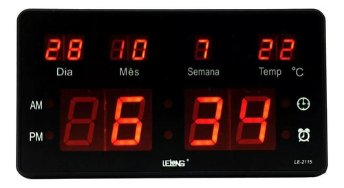 Relógio Parede Mesa Led Digital Calendário Termômetro Le2115