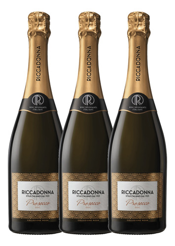 3x Espumante Italiano Riccadonna Prosecco  750 Ml 