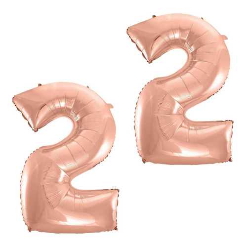 22 - Balão Metalizado Rose Gold Grande 70 Cm Para Ano Novo