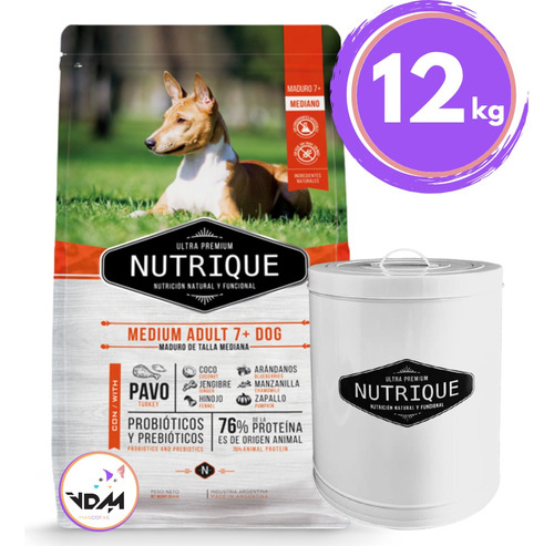 Alimento Nutrique Perro Senior Raza Mediana 12kg Con Regalo