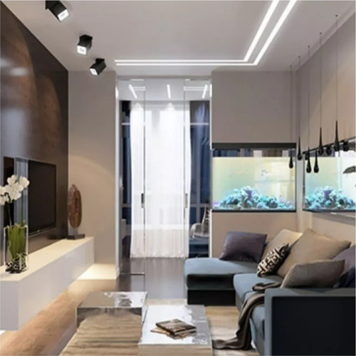 Kit 5 Perfil De Aluminio 2m Embutir 25mm Gesso Drywall Sala