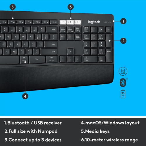 Teclado Y Mouse Logitech Mk850 Inalambrico Bluetooth Ingles