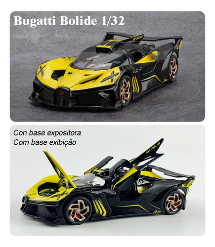 Bugatti Bolide Miniatura Metal Coche Con Luces Y Sonido 1/32