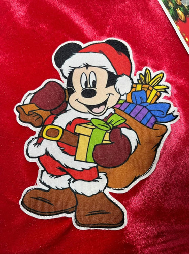 Decoração Meia Mickey Disney De Natal Bota Papai Noel