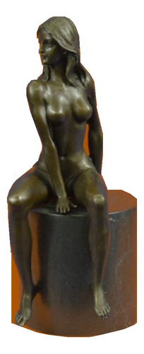 Escultura  Erotica  Antigua  Desnuda Original   En Bronce