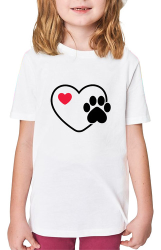 Remera Nena Niña Infantil Huella Perro Corazon Love 17