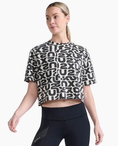 Polera Mujer Form Crop Abstract Mono - Negro