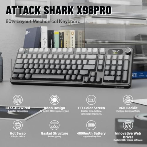 Teclado Mecánico Inalámbrico Para Juegos Attack Shark X98 Pr
