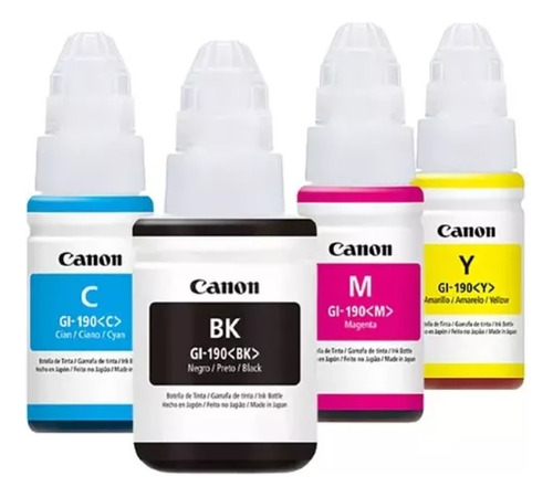Botellas De Tintas Canon Gi-190 Original Pack Negro/cian/amarillo/magenta