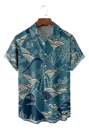 Camisa Hawaiana Unisex Japonesa Ukiyoe 2, Camisa De Playa Pa