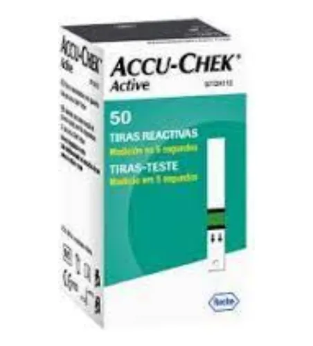 Caja de tirillas Accu Chek Active con 50 unidades color verde