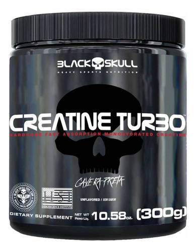 Creatina Turbo - 300g - Caveira Preta / Black Skull Sabor Se Sabor Sem sabor