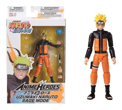 Figura De Acción Bandai Anime Heroes Uzumaki Naruto +3