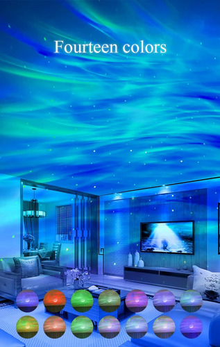 Proyector Aurora Boreal Galaxia Estrellas Luna Music 4 En 1 Blanco
