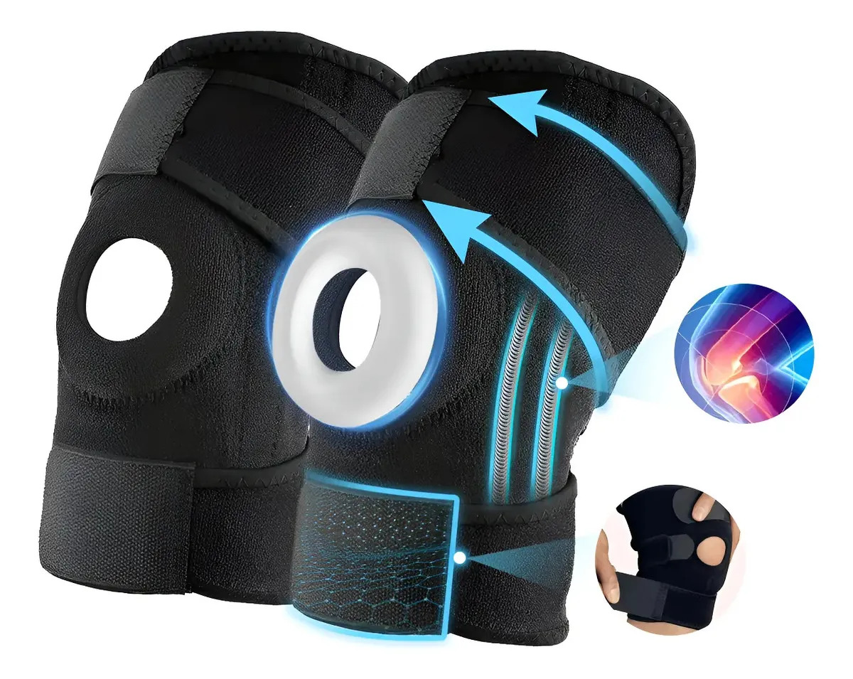 2pc Rodillera Ortopedica Neopreno Para Deporte Sujeta Rotula Negro Tamaño Promedio