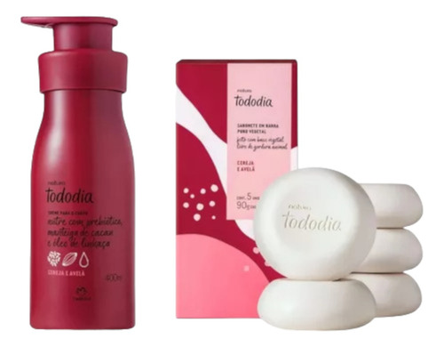 Kit de regalo Natura - Crema hidratante Tododia y jabón con fragancia de cereza y avellana