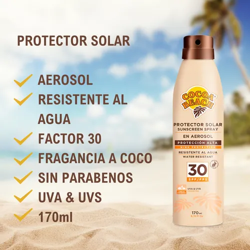 Protector Solar Fps 30 En Aerosol 170ml Cocoa Beach Pack 4