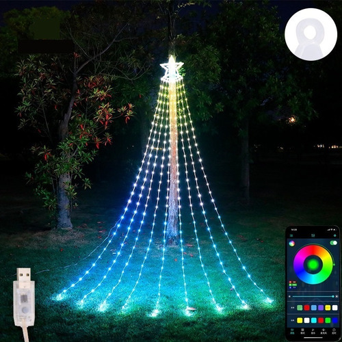 Cadena De Luces Led Con Forma De Cascada Para Árbol De Navid