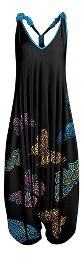 Macacão Feminino Y Casual Boho Print Macacão Longo 6428