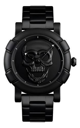 Relógio Masculino Skmei 9178 Skull Preto A Prova D'agua Preto Preto Preto