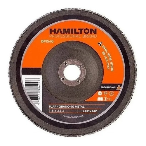 Disco Flap Abrasivo 115mm Hamilton Df1540 Grano 40