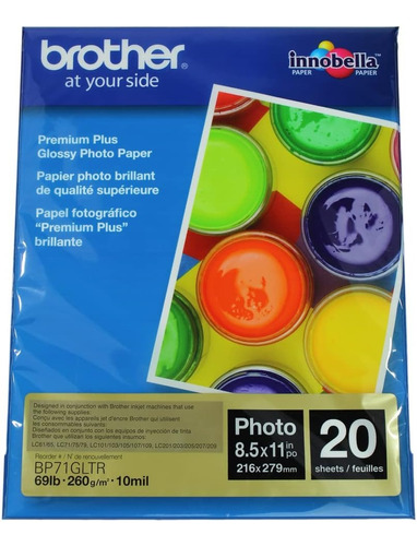 Papel Brother Foto 8.5x11 260gr Bp71gltr C/20 Hojas