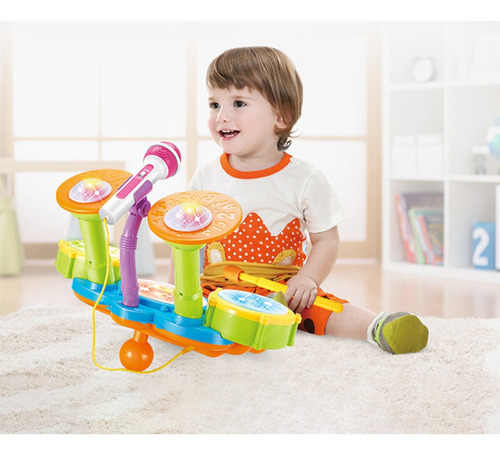 W Juego De Batería Para Niños Con Baquetas Y Micrófono, Y