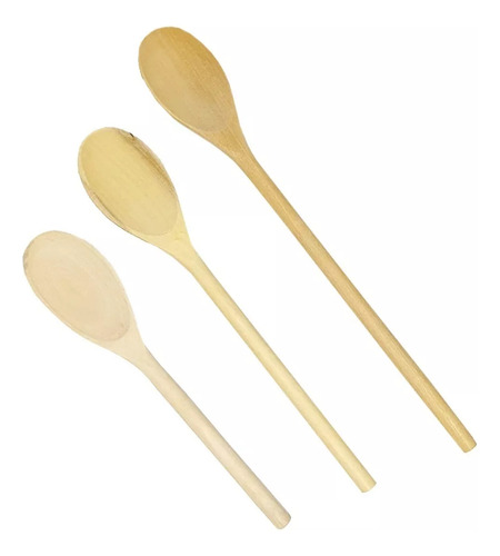 Set X 3 Unid Cucharas De Cocina Madera Ferpa  25/30 Y 35 Cm 