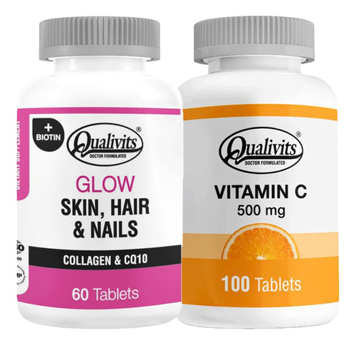 Glow Skin Hair & Nails Vitamina C 500 Mg X 100 - Qualivits