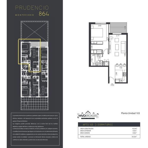 Imagen 2 de 5 de Prudencio 864 (103) - Venta Apartamento 1 Dormitorio En Punta Carretas - Estrena 2024