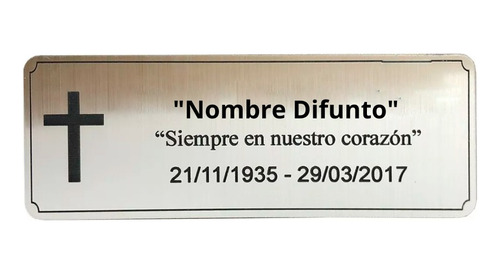 Placa Funeraria Para Urna/nicho 16x8cm Grabado Personalizado