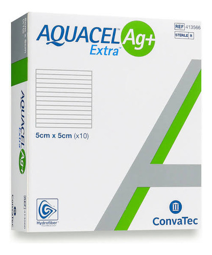 Gasa hidrófila Convatec AQUACEL AG+ EXTRA de 10cm x 10cm en pack de 12 x 12u