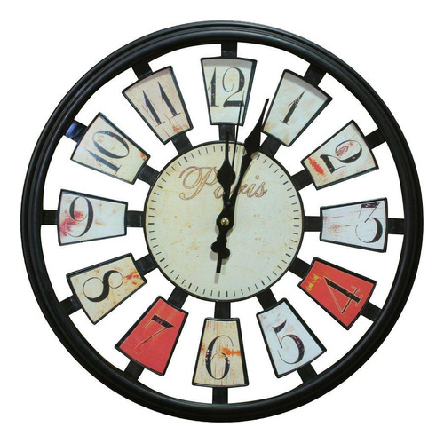 Relógio De Parede Decorativo Preto Sala Escritório 37,5cm